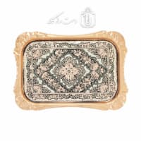 سینی مسی چای خوری الماس تراش نقره کوب شده کد MJ-131