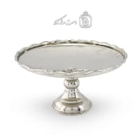 شیرینی خوری مسی سفید پایه دار زنجان قطر 22 سانتی کد AH-106