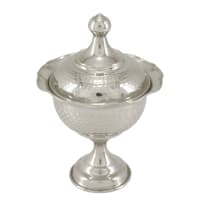 قندان مسی پایه دار سفید زنجان 17 سانتیمتری AH-77