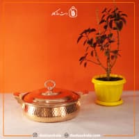 ماهیتابه درب دار مسی زنجان سایز 1 کوچک مدل تیانچه کد PA-37