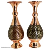 گلدان مسی خاتم کاری اصفهان 25 سانتی مدل موشکی 2 عددی MJ-87