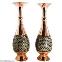 گلدان مسی خاتم کاری شده اصفهان 30 سانتی مجموعه 2 عددی MJ-84