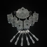 سرويس چاي خوري ملیله کاری زنجان طرح ترمه قندان بيضي SG-221